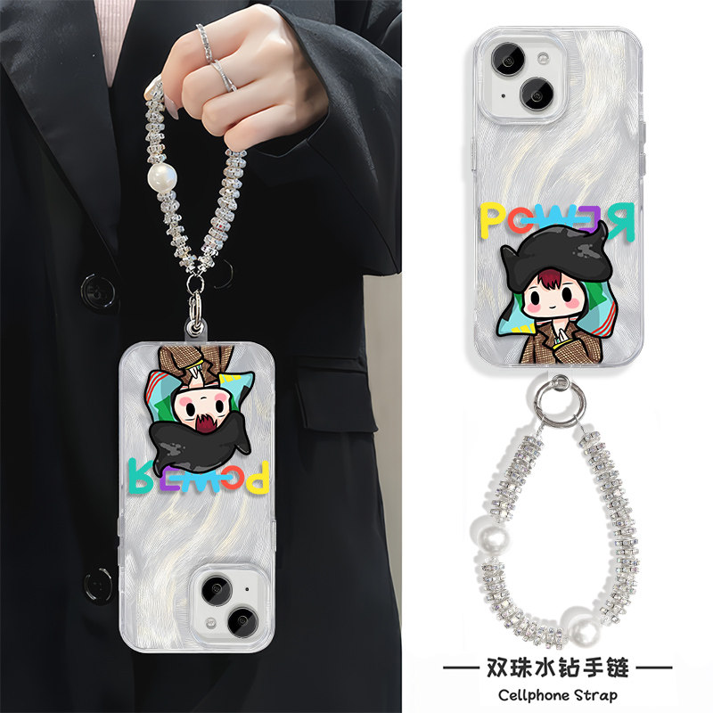 16e适用硬苹果14plus高级感13超仙iPhone12羽纱15ProMax手机壳带挂绳链条z9TURBO卡通Q版权志龙一加ACE5ins风