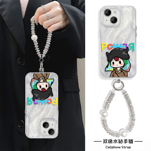 16e适用硬苹果14plus高级感13超仙iPhone12羽纱15ProMax手机壳带挂绳链条z9TURBO卡通Q版权志龙一加ACE5ins风