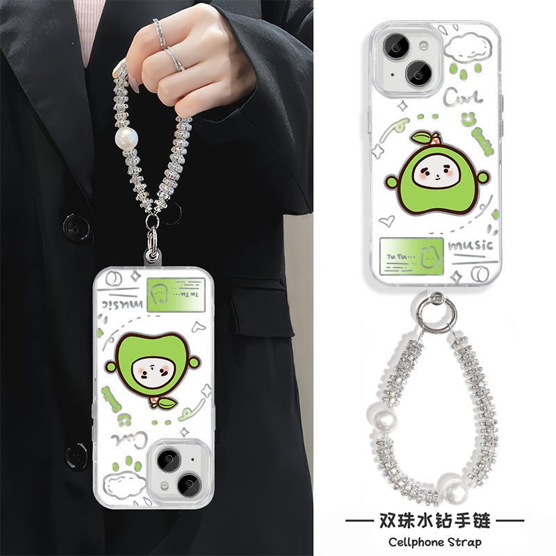 iPhone16适用硬15ProMax羽纱14苹果13plus手机壳带挂绳12高级感蛋仔果宝特攻陆小果荣耀400红米NOTE14VIVOS20