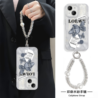 ins风蝴蝶标签A5高级感手机壳带挂绳MATE70Pro羽纱iPhone13适用16E苹果14Plus硬15ProMax创意12小众链条NEO10