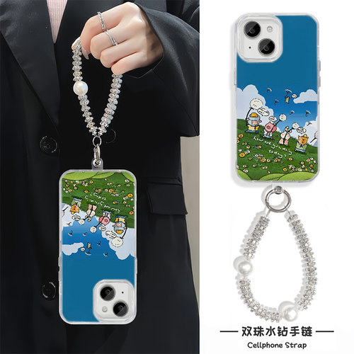 苹果13手机壳带挂绳12小清新16ProMax创意真我gt7pro小众iPhone17适用硬15plus羽纱红米note14ins风VIVOx100s