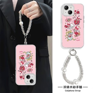 iPhone17硬16PLUS苹果13华为Nova14羽纱OPPOA6PRO可爱皮杰猪15ProMax适用12卡通VIVOS50手机壳带挂绳一加ace6