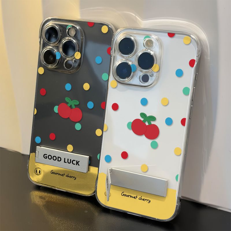 苹果13适用硬16手机壳带支架15plus超薄14ProMax无边框iPhone12高级感VIVOy200透明ins风红米k70Ultra创意a58