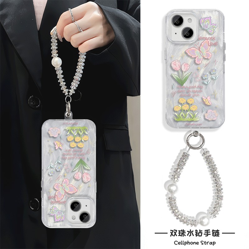 高级感羽纱小米15郁金香蝴蝶12适用手机壳带挂绳硬ins风iPhone14苹果16E红米TURBO4PRO小众13ProMax女款X200S