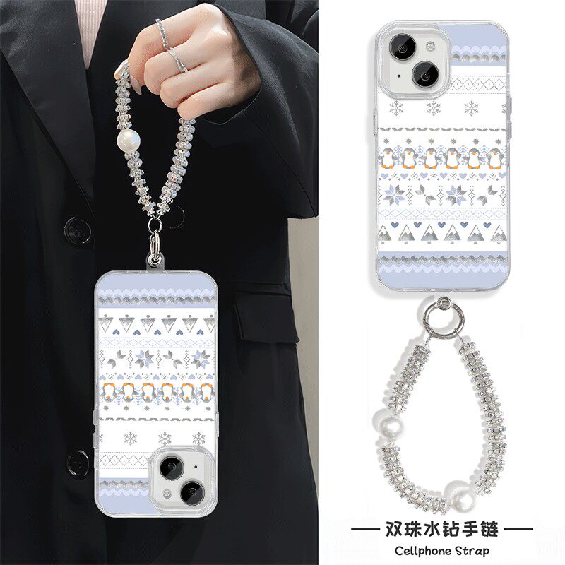 荣耀400可爱iPhone13羽纱硬苹果15高颜值14plus手机壳带挂绳小米17ULTRA创意12适用16ProMax创意费尔岛麦芒40