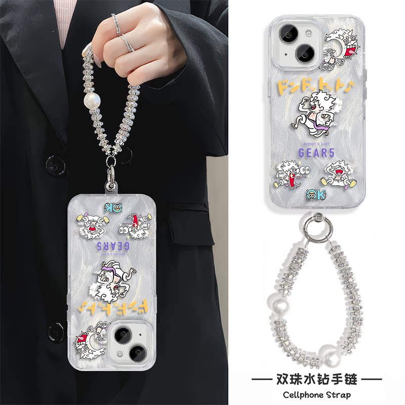 荣耀300硬小米15Ultra适用iPhone13羽纱红米note12搞怪海贼王路飞苹果16ProMax手机壳带挂绳14plus高级感卡通