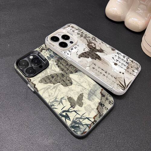 iPhone13古风中式水墨书法VIVOX300S适用苹果12彩银国风15T硬小众14PLUS高级感小米17ProMax手机壳OPPORENO16