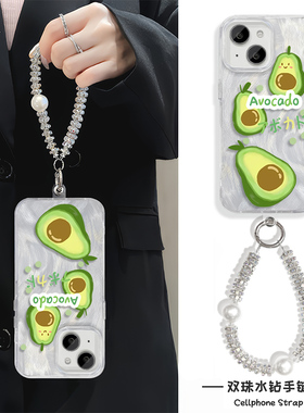 手腕FINDX8SPLUS高级感羽纱iPhone13英文牛油果14ProMax创意适用小米15手机壳带挂绳12硬苹果16小众手链X200S