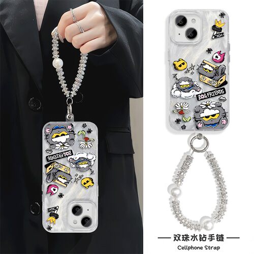 手机壳带挂绳16ProMax苹果1213适用iPhone17硬14羽纱15PLUS睡觉权志龙猫咪同款华为NOVA14OPPORENO15VIVOX300