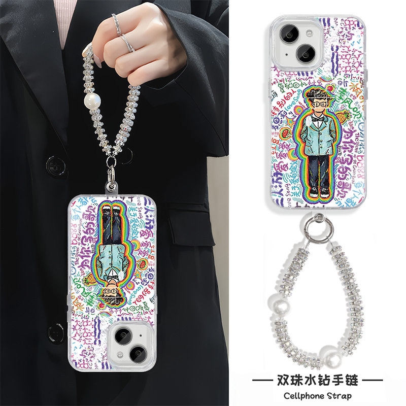 iPhone16适用硬15羽纱14plus苹果13手机壳带挂绳12ProMax高级感创意方大同OPPOFINDX8红米K80一加ACE5真我GT7