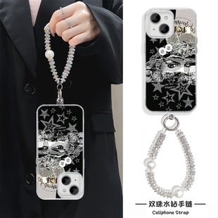 苹果16硬15plus适用iPhone13羽纱华为Mate70潮酷JOJO铁球杰洛12手机壳带挂绳14ProMax高级感手链x200个性a58x