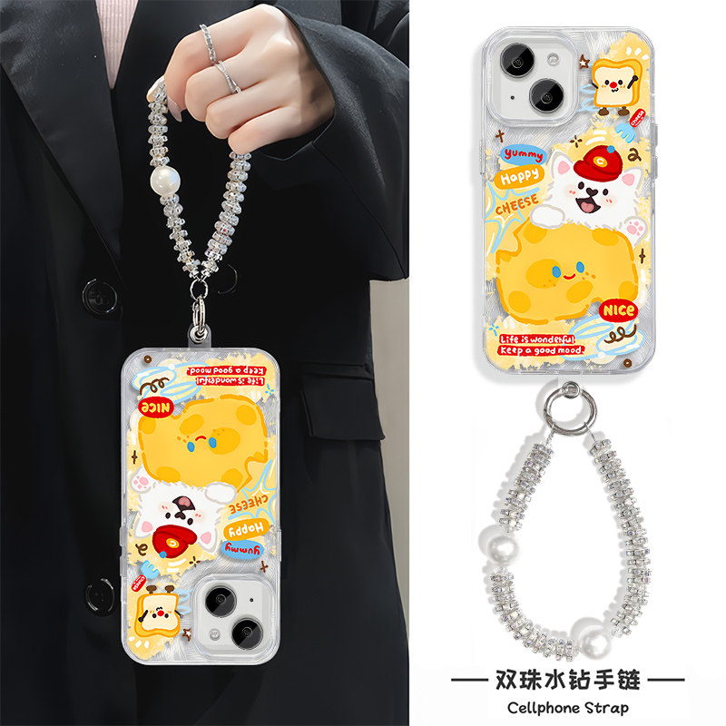 iPhone15羽纱荣耀POWER苹果14plus手机壳带挂绳13适用16e硬12小米17ProMax芝士小狗高颜值红米TURBO4卡通可爱