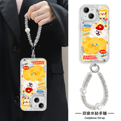 iPhone15羽纱荣耀POWER苹果14plus手机壳带挂绳13适用16e硬12小米17ProMax芝士小狗高颜值红米TURBO4卡通可爱