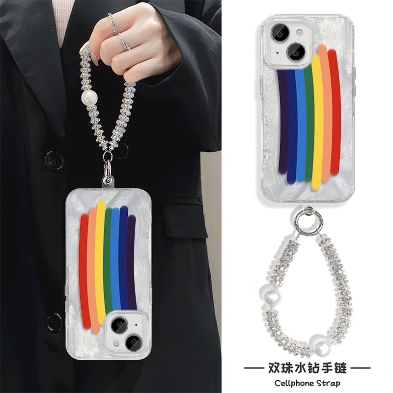华为nova12Ultra硬链条13手机壳带挂绳iPhone16promax简约s20高级感彩虹小米15适用苹果14plus羽纱荣耀MAGIC7