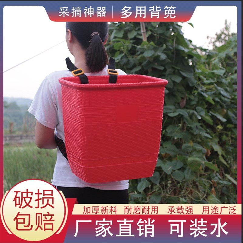 采茶叶专用篮子背篓塑料云贵川家用双肩买菜农村大U人熟胶赶集四图片