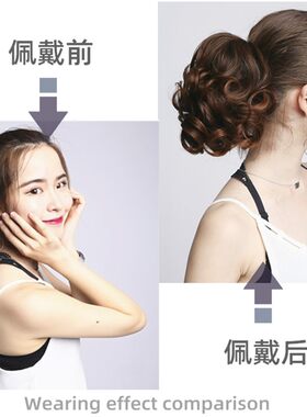 假头发卷发马尾短款网红可u梳洗自然梨花烫绑带抓夹假发真发马尾