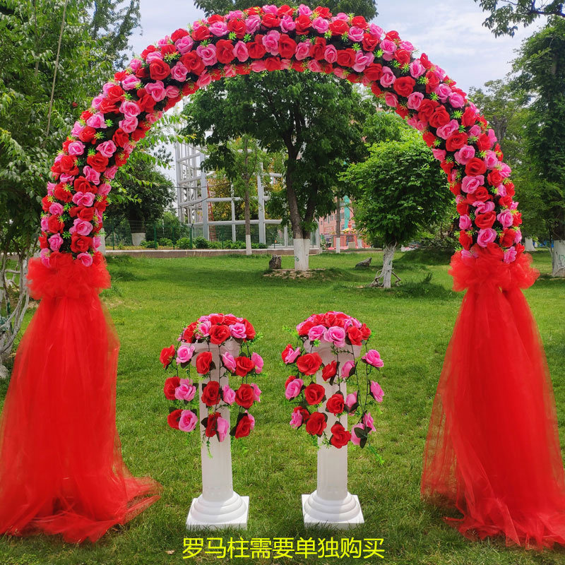 婚庆花门绢花拱门活动开业花门新款结婚拱门装饰花V架婚礼布置彩