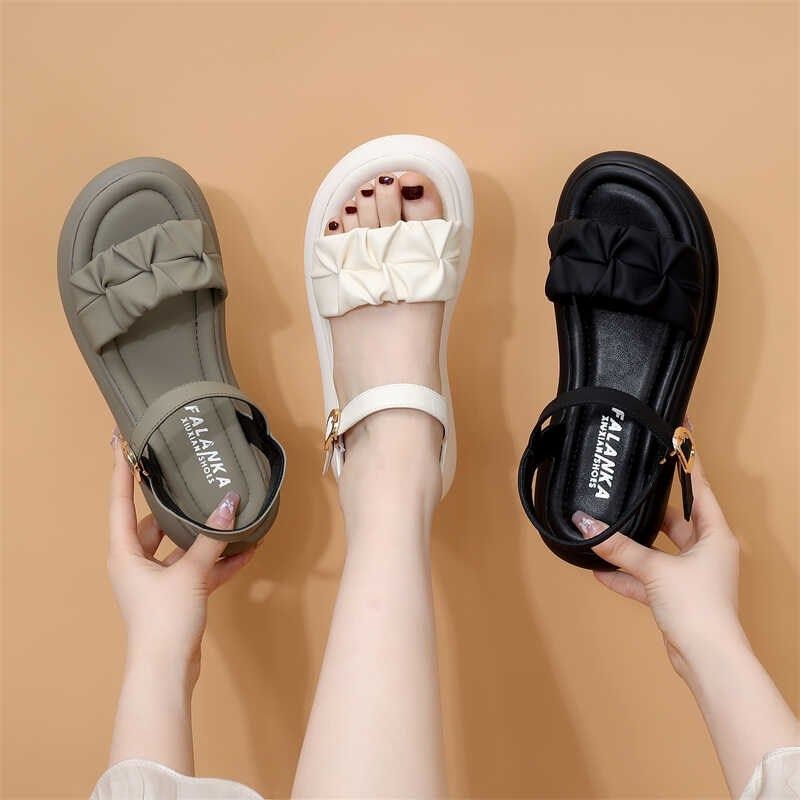 踩屎感软底孕妇凉鞋女外穿夏季仙女风配裙平底休闲沙滩X凉鞋大码4,女鞋,一字带凉鞋,淘宝优惠券,粉丝福利购,淘宝优惠卷