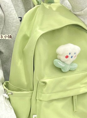 书包女大学生日系极简风纯色简约百搭ins高中学S生双肩包小众配色