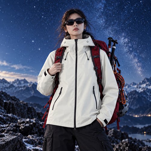 山系户外硬壳冲锋衣连帽防水防风专业全压胶登山徒步越野男女同款