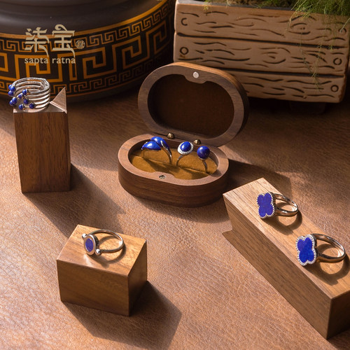 七宝缘925银天然青金多圈戒指原创设计新国风天然轻奢青金石戒指