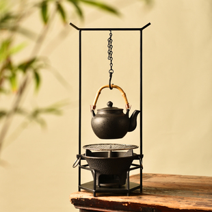 围炉煮茶器具全套台式 中式 挂钩煮茶炉户外烧炭烧水提Y梁壶家用茶