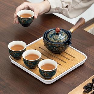 家用自动泡茶创意旋转旅行冲茶壶便携式 懒人陶瓷功夫茶具套装
