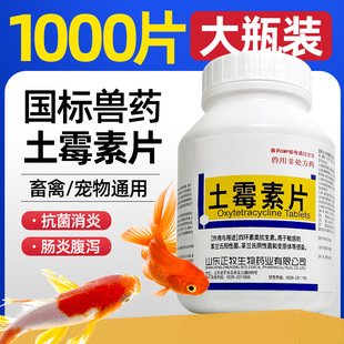 土霉素片1000片兽用药肠炎拖便鱼用药抗菌消炎用烂尾烂身水族龟用