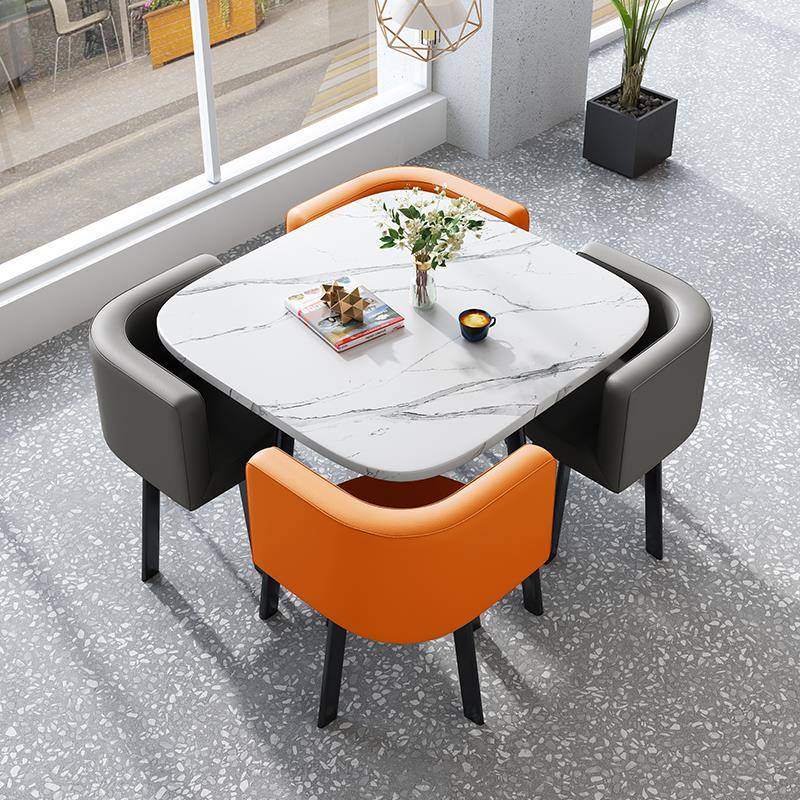 现代简约接待桌椅组合网红会客洽谈桌奶茶店休息区小圆桌谈判方桌