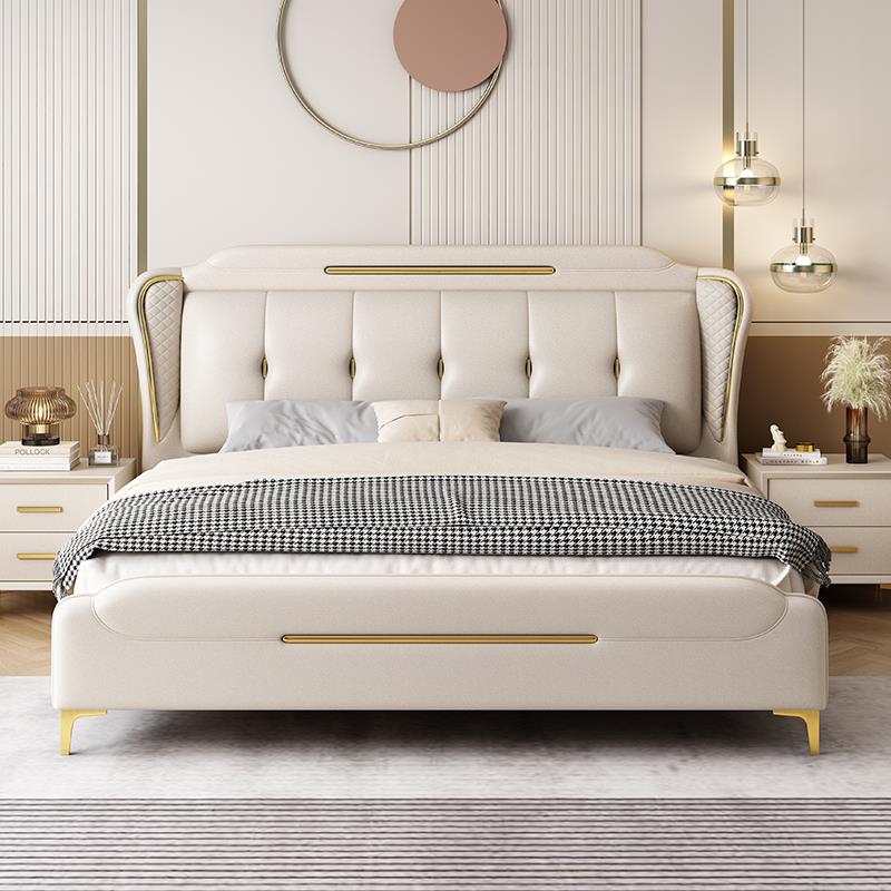 科技布床现代简约2米x2米2主卧高端大气家居双人静音软包靠背婚床