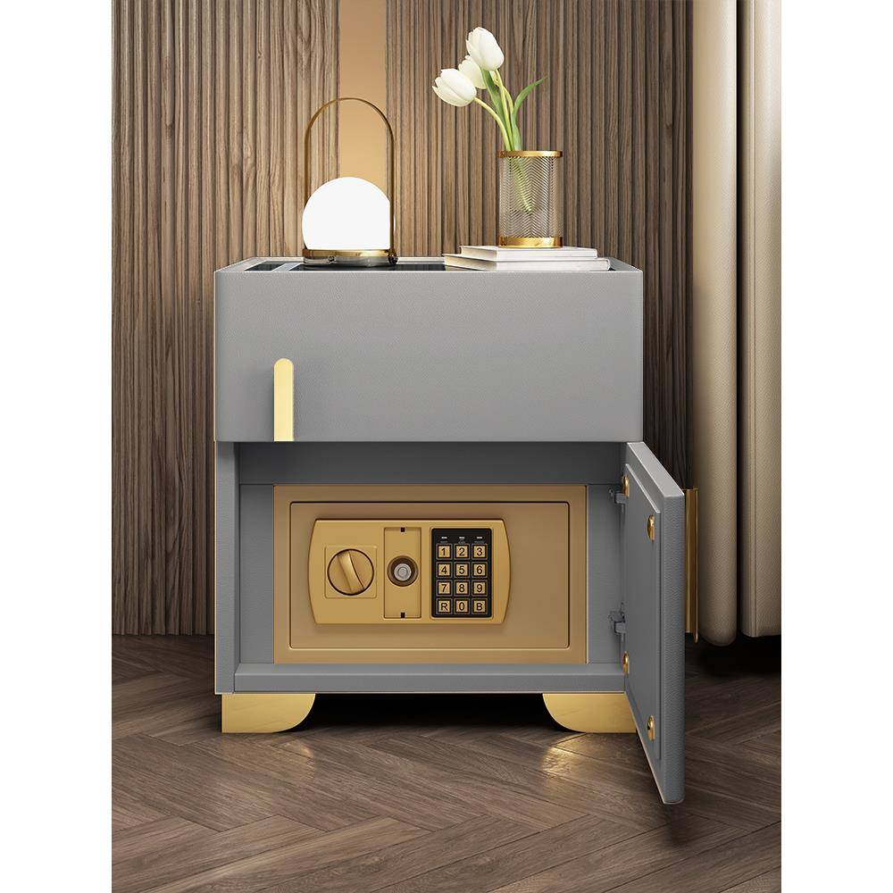 智能床头柜保险箱多功能一体柜密码锁无线充带灯卧室小型床边柜