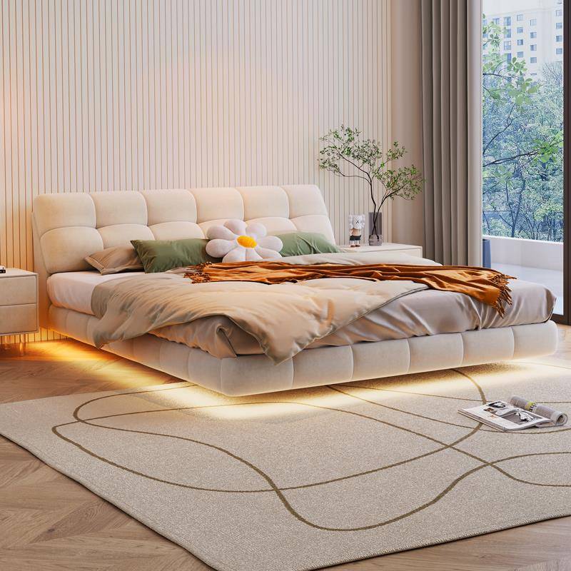 奶油风格悬浮床云泡芙床现代简约主卧室大床斯堪的纳维亚无障碍豪