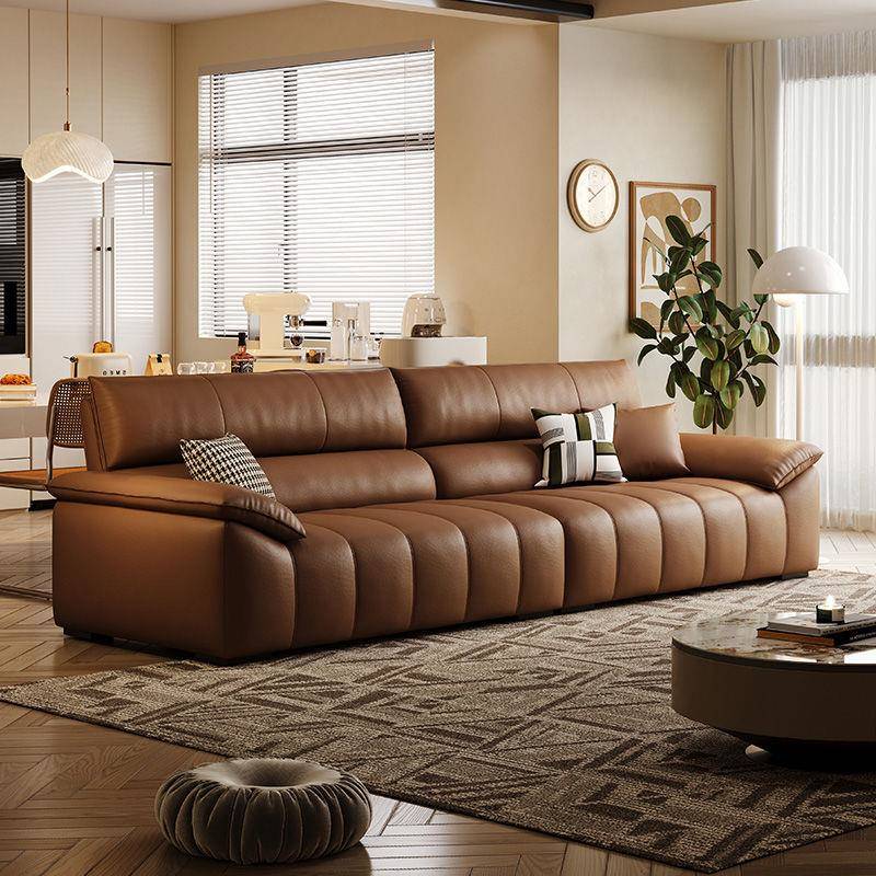 意式极简头层真皮沙发客厅小户型现代简约2025新款家用直排钢琴键