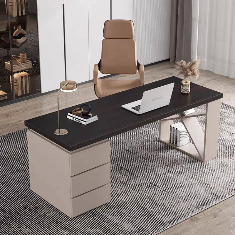 现代简约书桌办公桌设计感意式极简家用书房轻奢实木电脑桌写字台