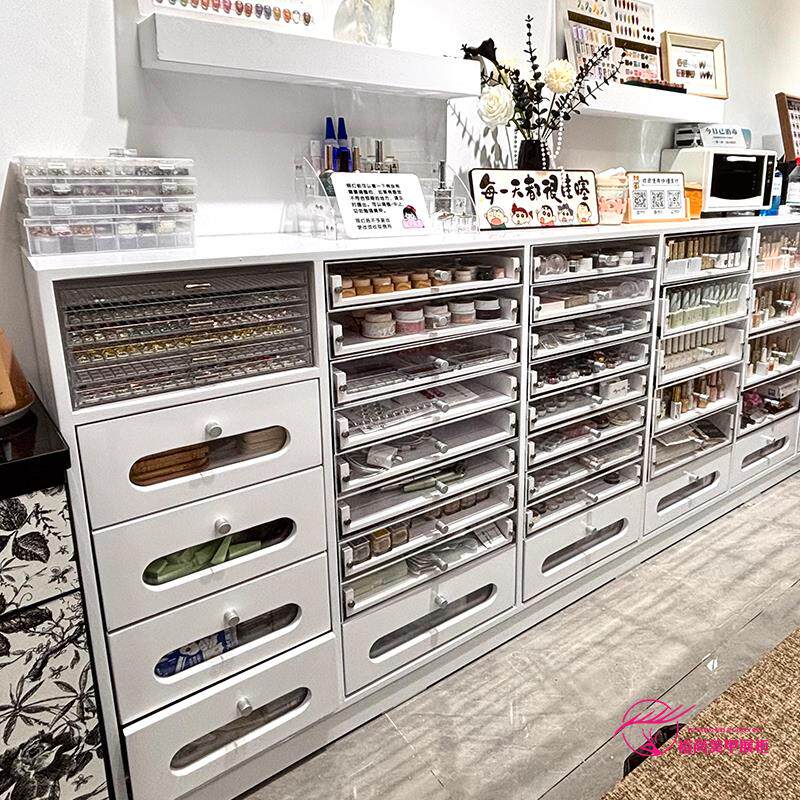 美甲柜指甲油胶收纳美睫美甲店产品落地柜台抽屉式一体款展示柜子
