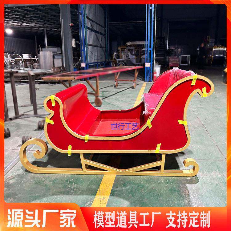 铁艺双人座鹿拉车圣诞雪橇车展览摆件商业暖场道具卡通圣诞老人