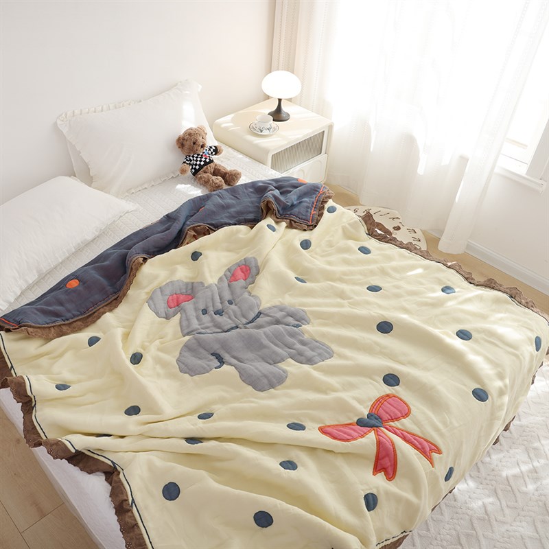 十层泡芙被单人新款卡通毛巾被柔软透气成人家用盖毯春秋被子