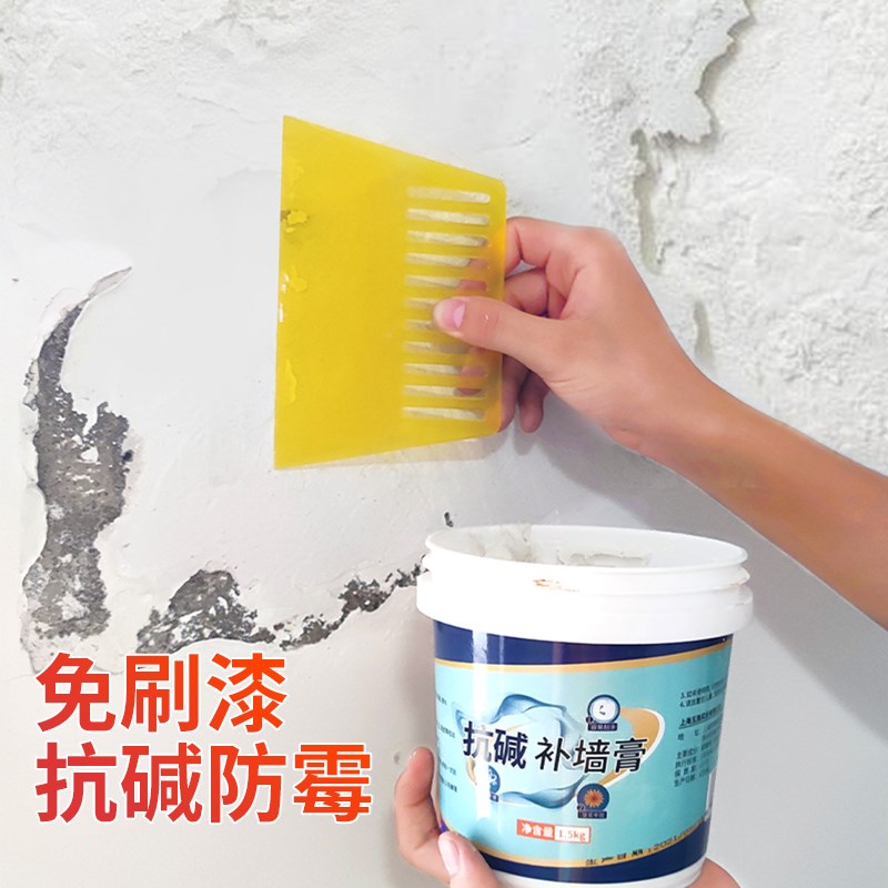墙面返碱处理白墙破损修补抗碱封闭补墙膏防水宝墙碱除霉消碱翻新