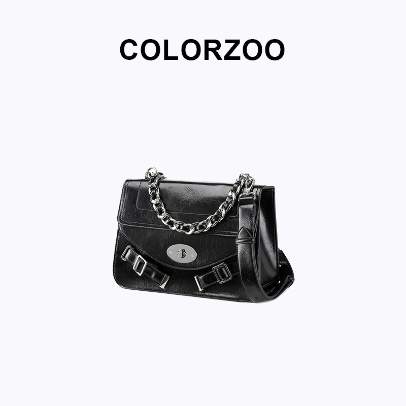 COLORZOO牛皮小众邮差包