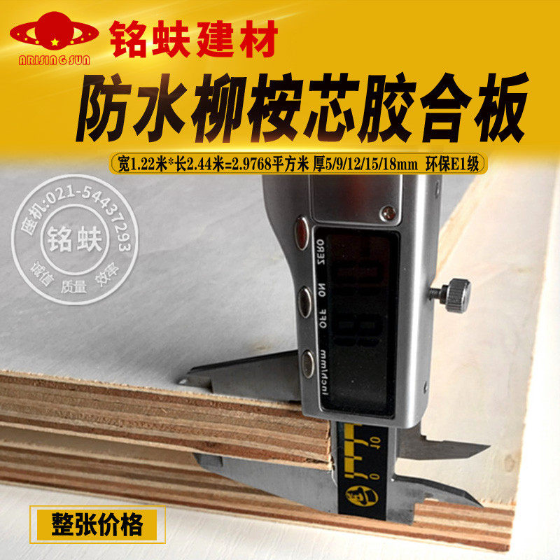 防水多层板耐水胶合板15mm三夹板漂E白杨木面家装工程DIY整张板材