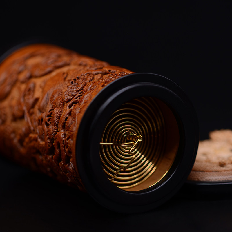 拆房老料渔樵耕读蝈蝈罐纯手工镂空竹雕刻螭龙鸣虫用具文玩蛐蛐罐