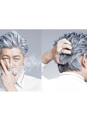 爷爷白色一次性染色发蜡有色发泥彩色染发喷雾灰色定型造型女男士