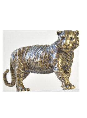 中式古典铜器老虎文镇书桌摆件古铜茶宠实心黄铜老虎禅意摆放收藏