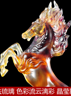 琉璃马摆件志在千里招财办公室客厅家居装饰工艺品乔迁开业礼品