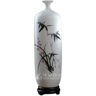 手绘竹高风亮节陶瓷滴水瓶花瓶德化白瓷家居客厅办公室桌面摆放品