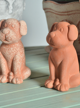 可爱小狗狗摆件庭院红陶花盆户外花园装饰摆件猫小动物装饰品礼物