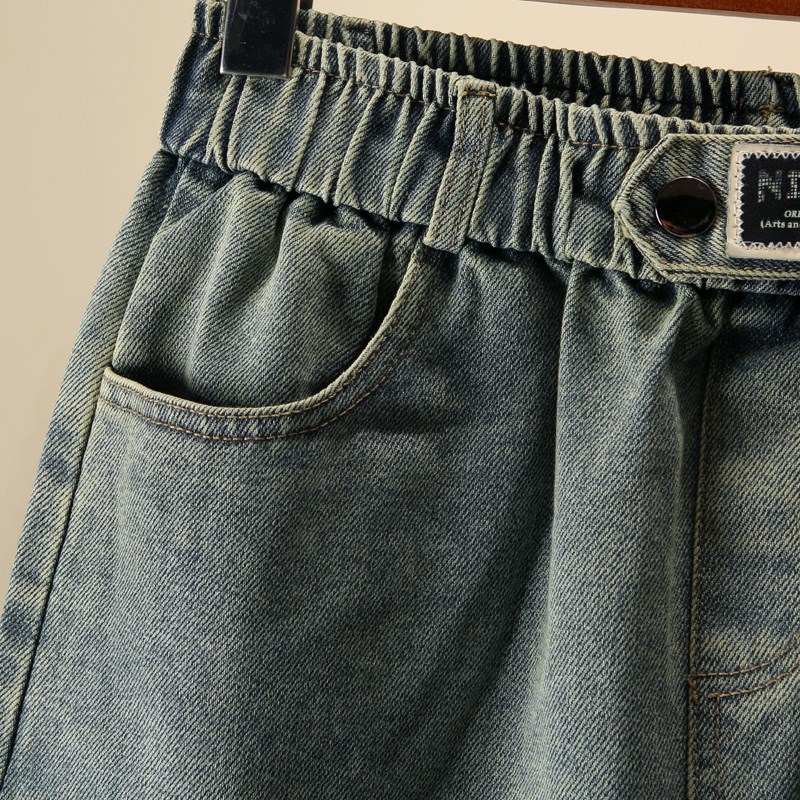牛仔裙女2024新款春夏开叉松紧腰半身裙百搭时尚高腰中裙子显瘦潮