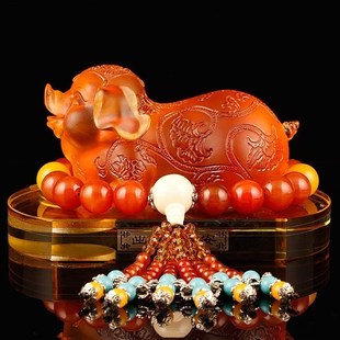 新款 饰品摆饰可爱琉男漂用高档实亮福猪M汽车饰品用品小猪璃 新装