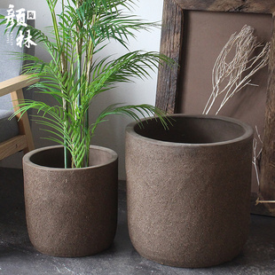 简约花盆粗陶大口盆大码花盆大号栽树盆种树大盆客厅北欧花盆紫砂