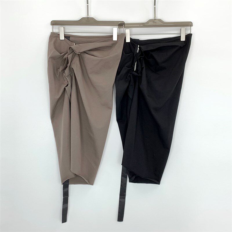 2023暗黑RO风格斜拉链针织包臀显瘦褶皱开叉百搭黑灰半身裙